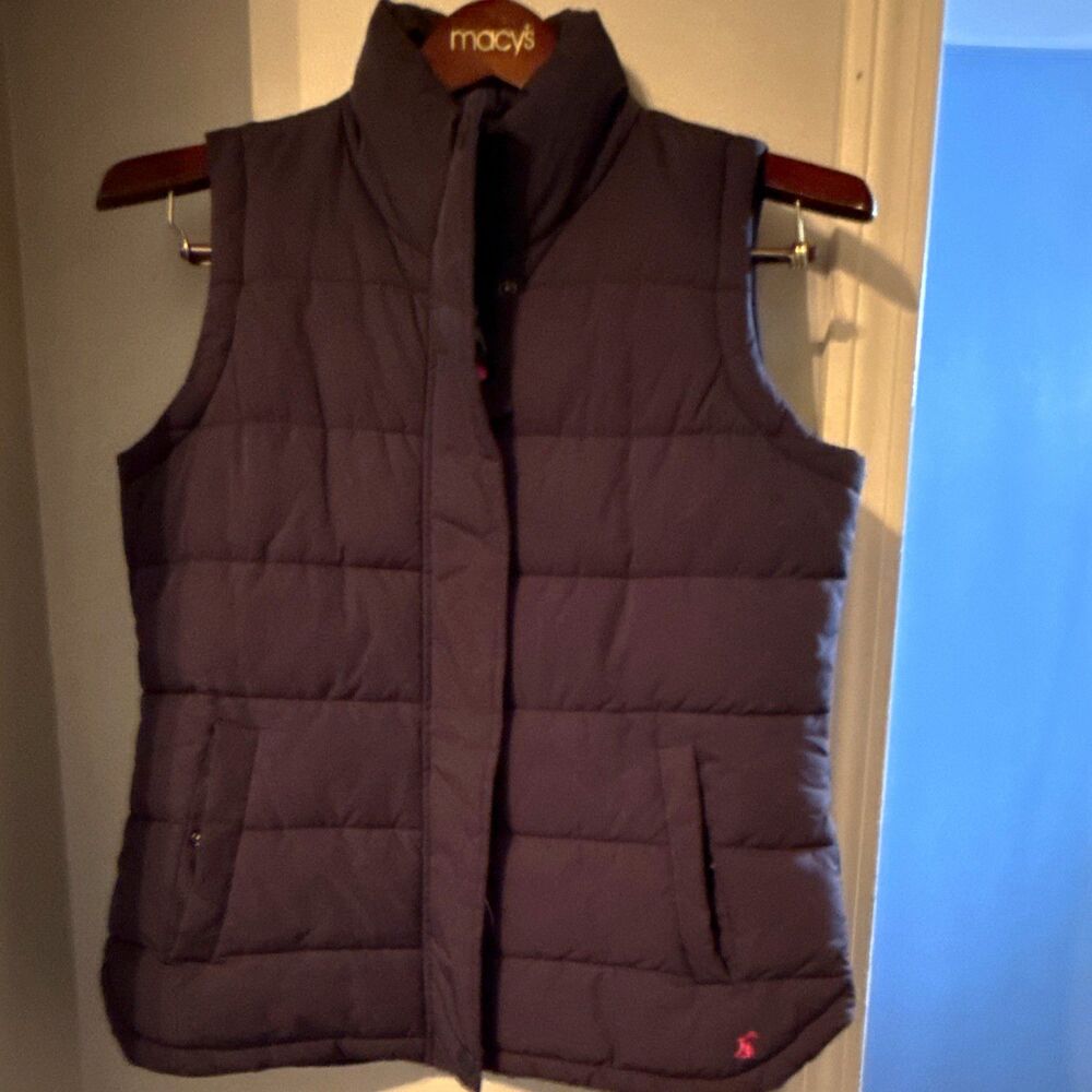 Joules Navy Black Padded Quilted Puffer Vest Gilet Pink Floral Lining